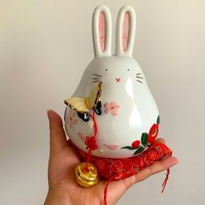 Happy Rabbit ceramic money bank